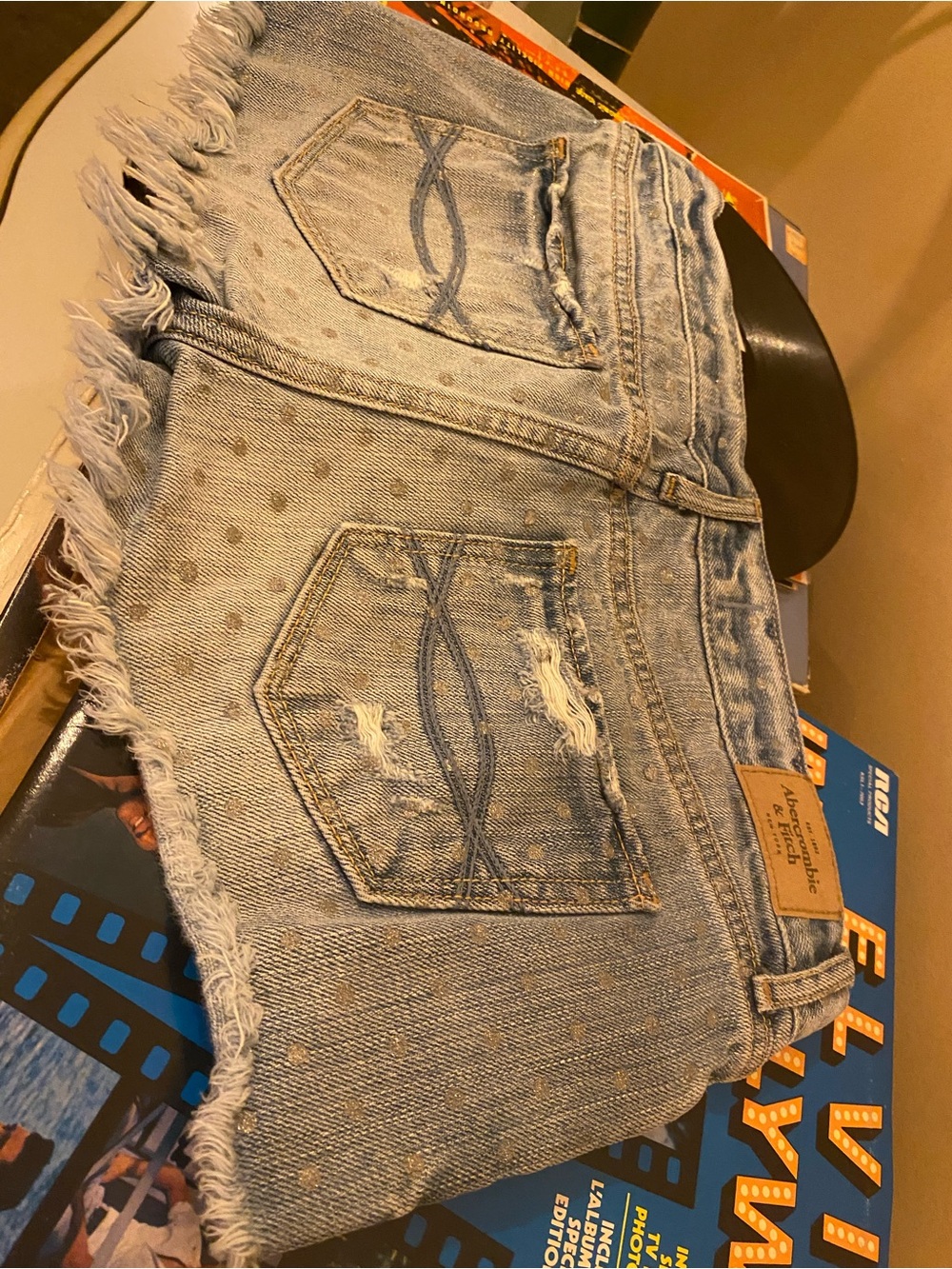 ✨ Abercrombie & Fitch Light Blue Denim Shorts with Frayed Trim